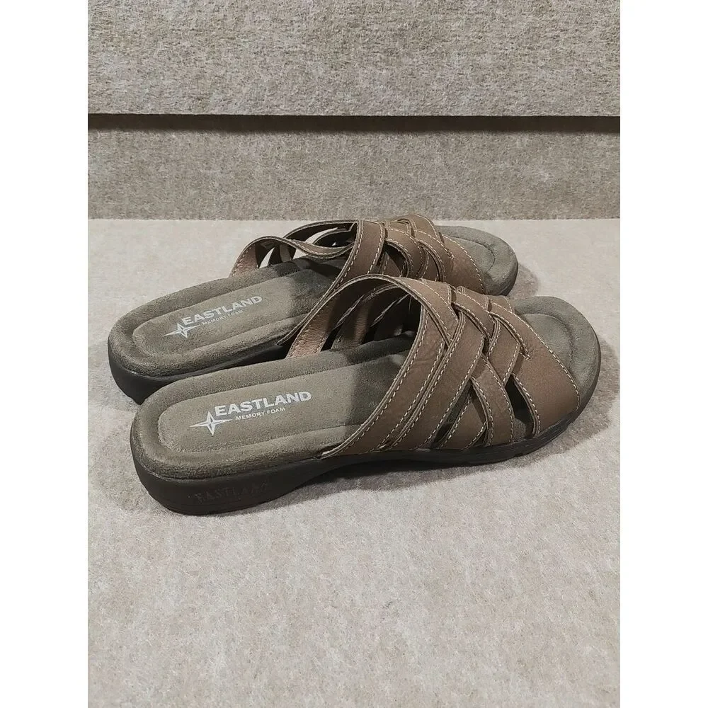 Eastland Taupe Woven Slide Sandals